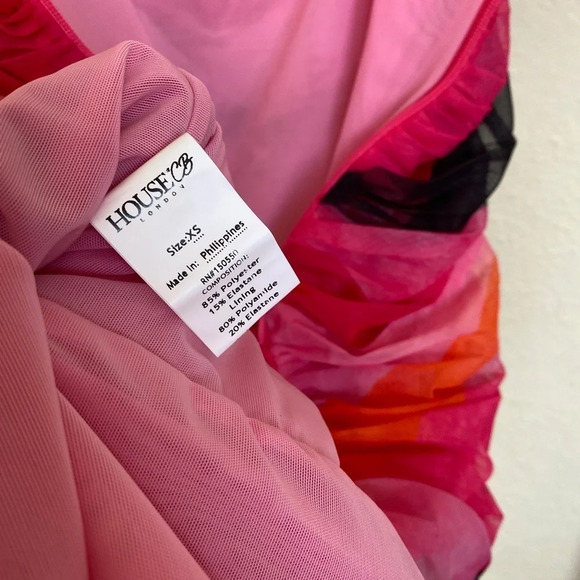 HOUSE OF CB 'Sasha' Multicoloured Strapless Ruched‎ Midi Dress/Size XS NWOT - Picture 15 of 16